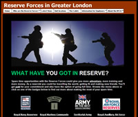 Reserve Forces in Greater London screenshot of webpage and link
