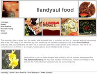 Screenshot of Llandysul Food web page and link